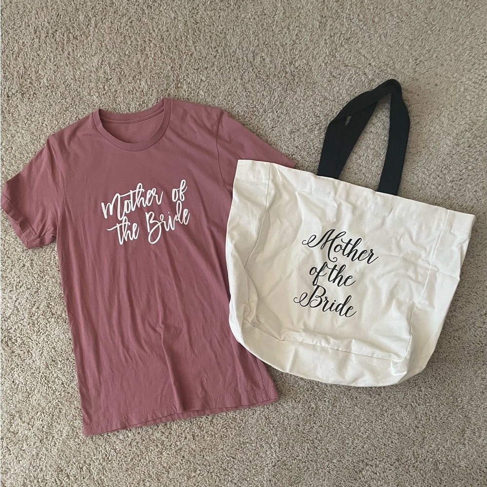 Mother of the Bride Canvas Tote Bag and Medium Tee Set